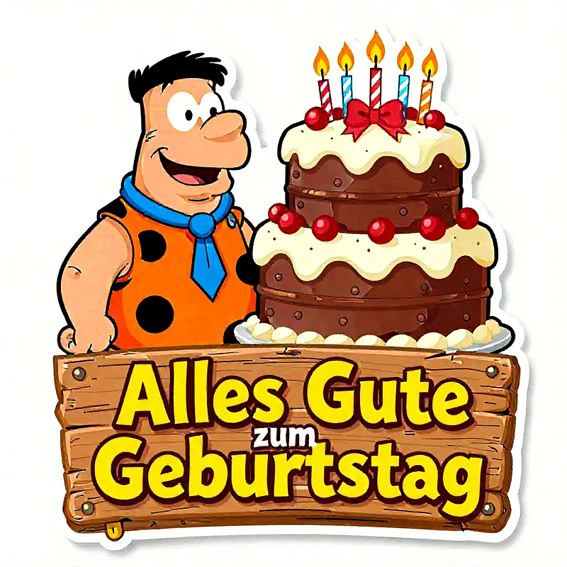 Liebevolle Geburtstagsgrüße mit süßer Torte und Cartoon-Freund