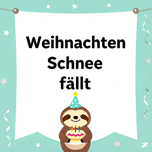 Liebevolle Weihnachtsgrüße mit süßem Faultier und festlicher Torte