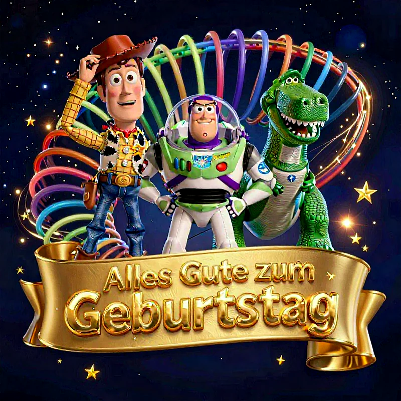 Magische Geburtstagsgrüße mit liebenswerten Spielzeugfiguren