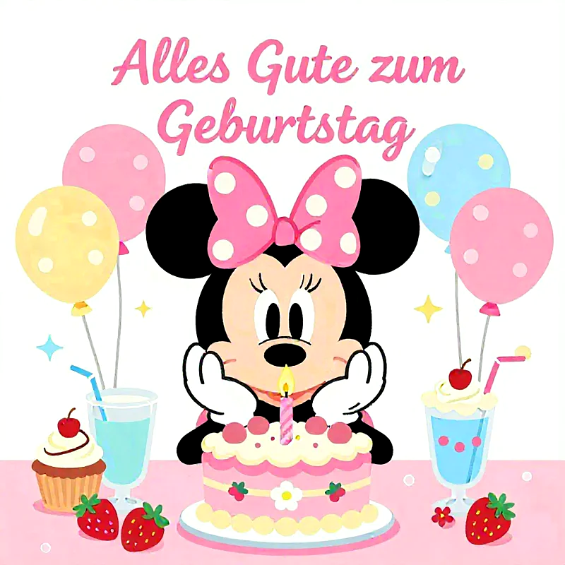 Minnie Mouse wünscht alles Gute: Geburtstagskarte für fröhliche Momente