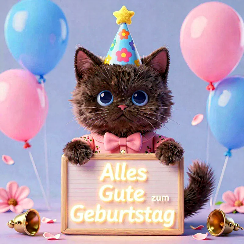 Niedliche Katze mit Geburtstagsgrüßen für WhatsApp