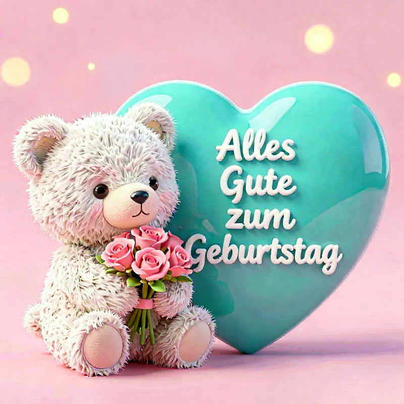 Süße Geburtstagsgrüße: Ein Teddybär schickt dir die liebsten Wünsche!