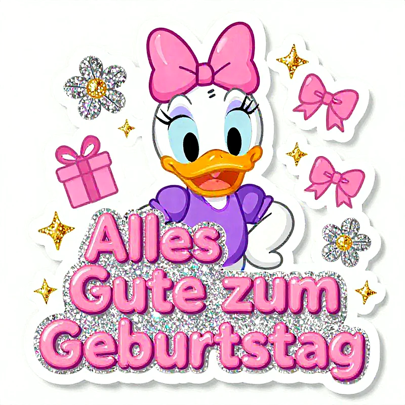 Süße Geburtstagsgrüße mit Daisy Duck zum Weiterleiten