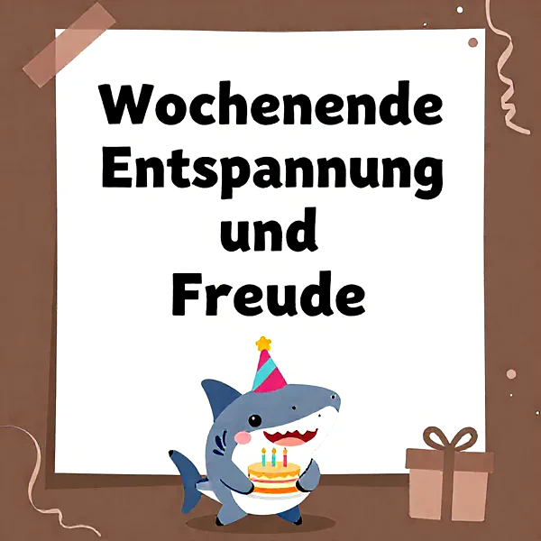 Süße Geburtstagsgrüße mit Hai und Torte für WhatsApp