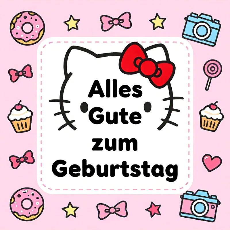 Süße Geburtstagsgrüße mit Hello Kitty Stil – Herzliche Wünsche zum Teilen