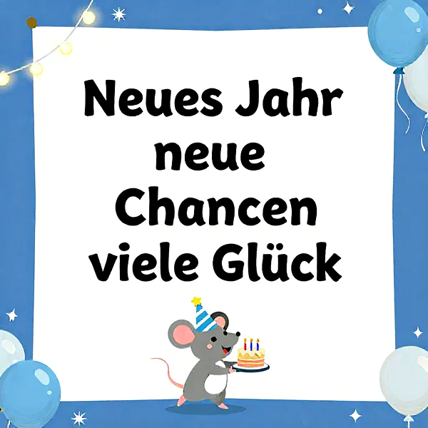 Süße Neujahrswünsche: Viele neue Chancen, viel Glück für dich!