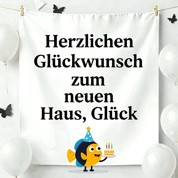 Süßer Fisch bringt Glückwünsche zum neuen Haus – Einzug feiern!