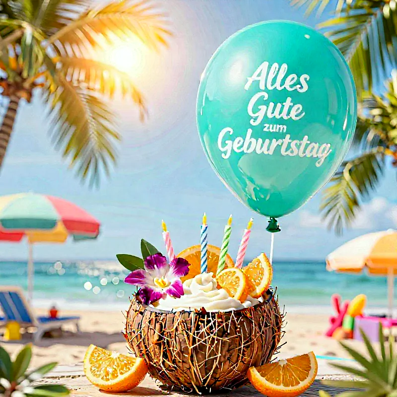 Warme Geburtstagsgrüße mit Strandflair: Ein süßer Traum zum Ehrentag