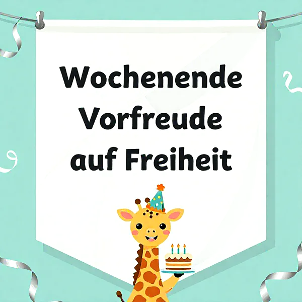Wochenende Vorfreude auf Freiheit: Dein süßer Gruß mit Giraffe & Torte