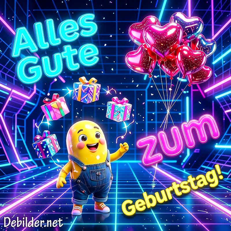 Alles Gute zum Geburtstag! Dein Tag strahlt in hellem Neon-Glanz