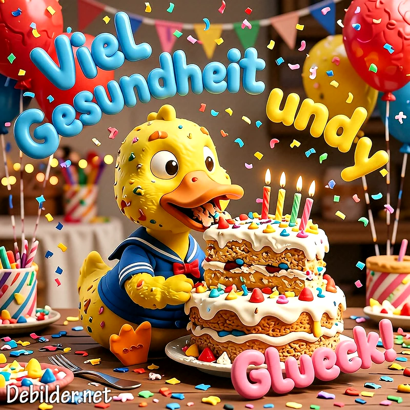 Besonders liebevolle Geburtstagsgrüße: Viel Gesundheit und Glück mit Torte!