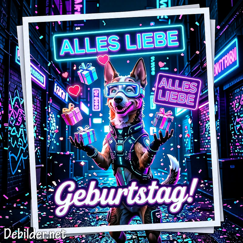Geburtstagsgrüße: Dein Fest erstrahlt in Neon-Glanz und purer Freude!