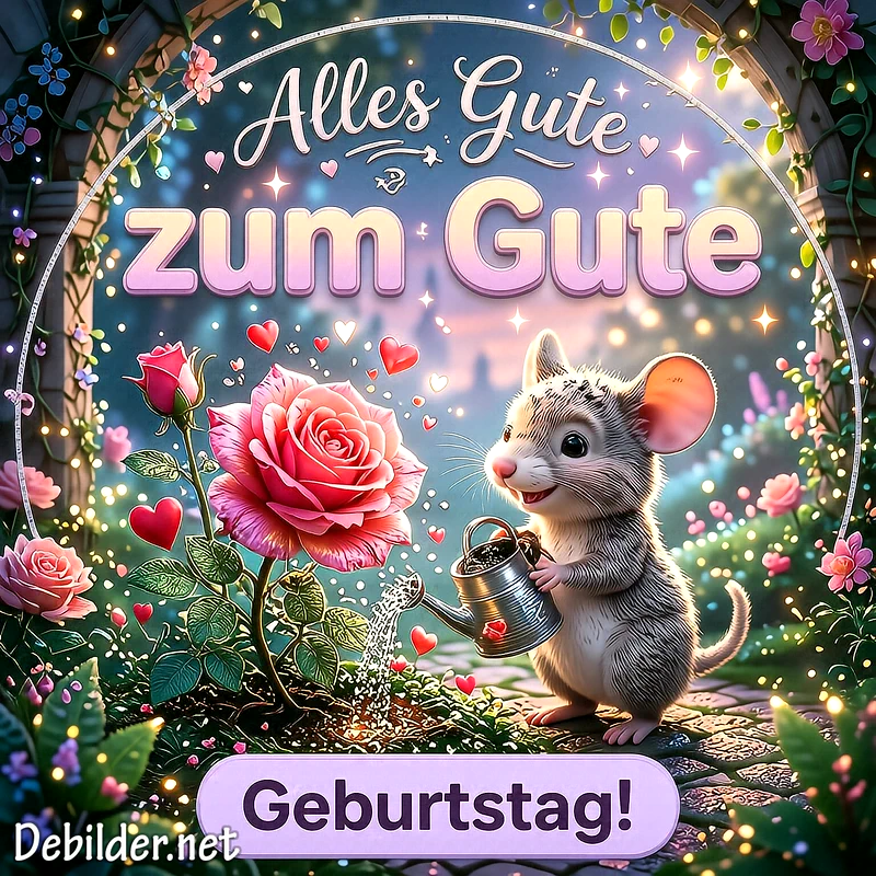 Herzenswarme Geburtstagsgrüße mit Maus & Rosen – Ein leuchtender Wunschtag!