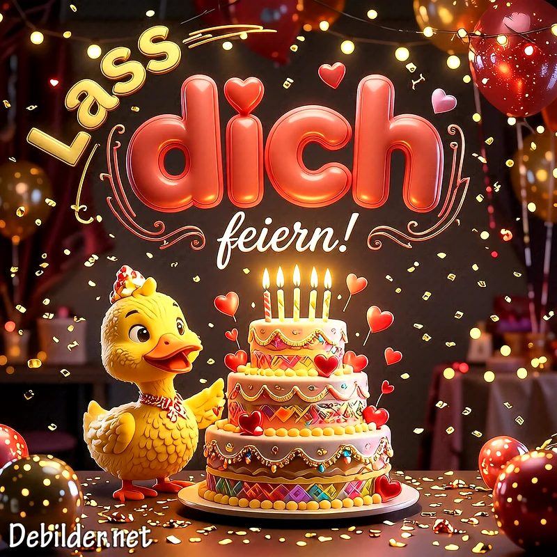 Lass dich feiern! Süße Geburtstagsgrüße mit Ente und Torte