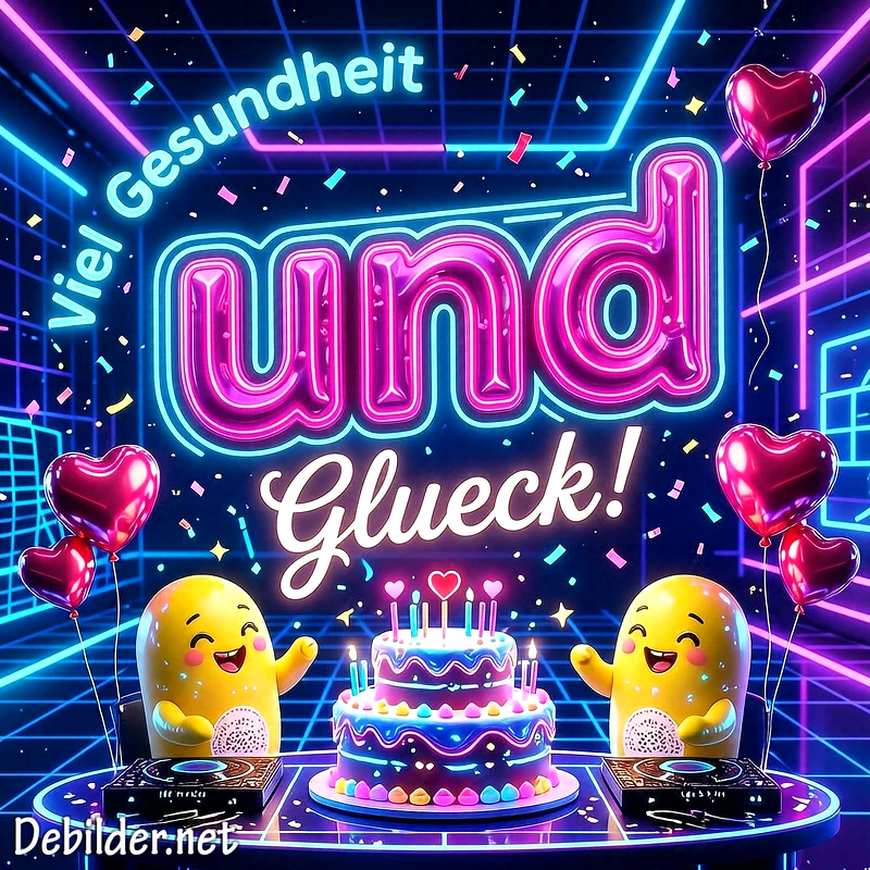 Leuchtende Glückwünsche voller Herzenswärme: Viel Gesundheit und Glueck!