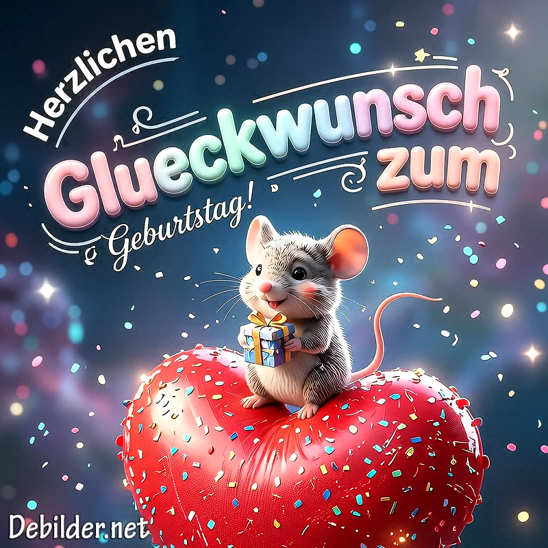 Liebevolle Geburtstagsgrüße mit süßem Mausmotiv