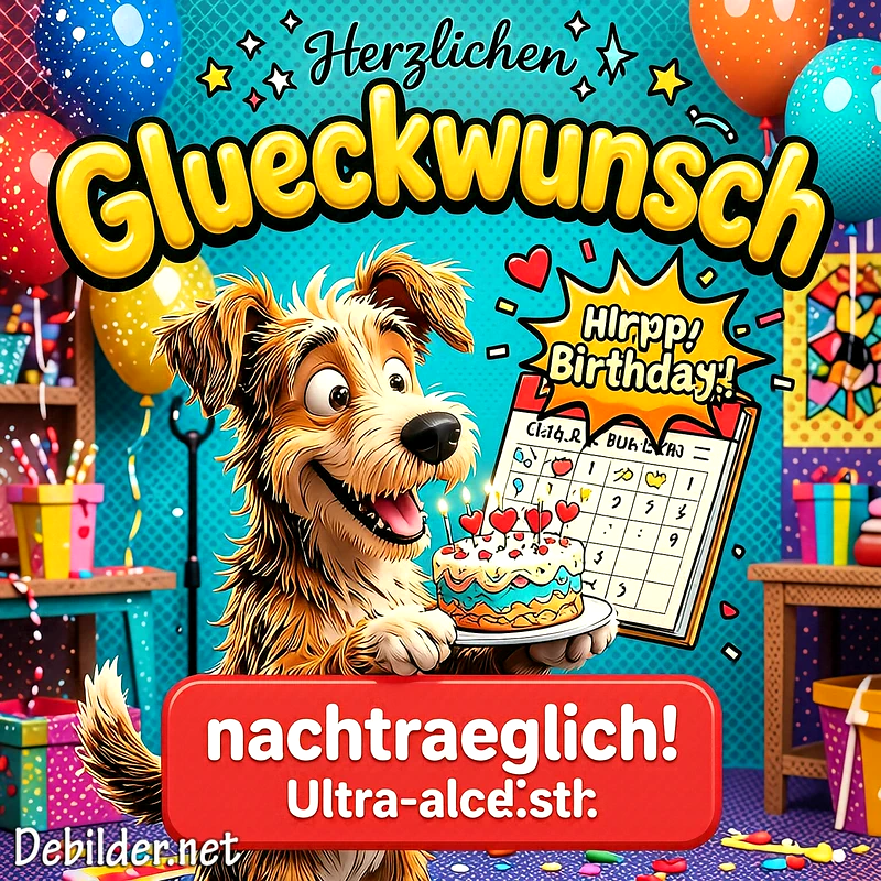 Nachträgliche Geburtstagsgrüße: Ein herzlicher Glückwunsch vom süßen Hund!