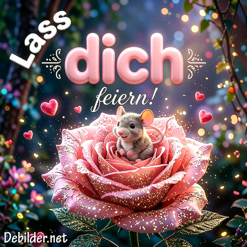 Süße Geburtstagsgrüße: Lass dich feiern! Mit zauberhafter Maus & Rose