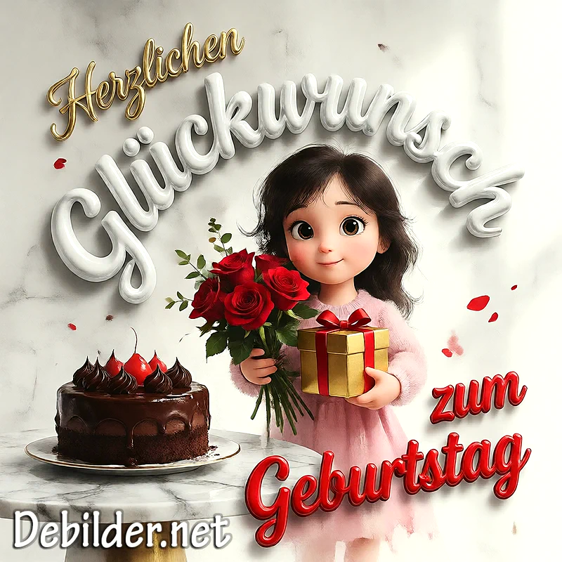 Süßer Geburtstagsgruß: Herzlichen Glückwunsch mit Torte und Rosen!