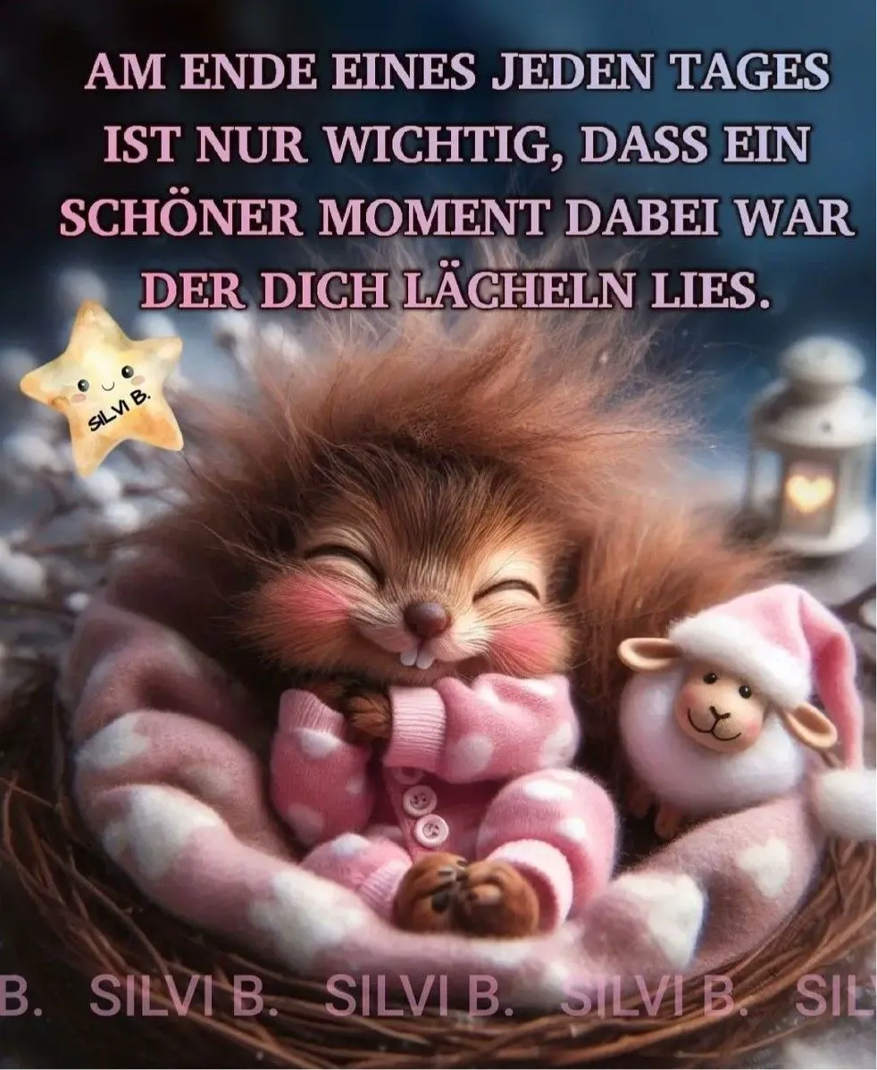 Ein süßes Igelchen im Nest mit einem Lamm, umgeben von Schnee und einer Laterne.