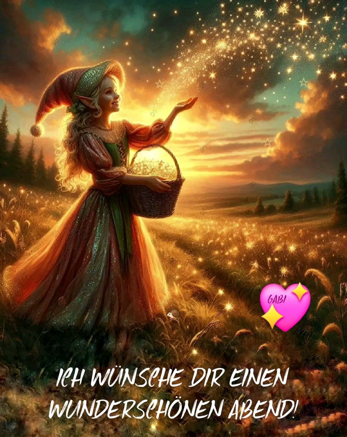 Wunderschönen Abend - Guten Abend Gruß mit Elfchen