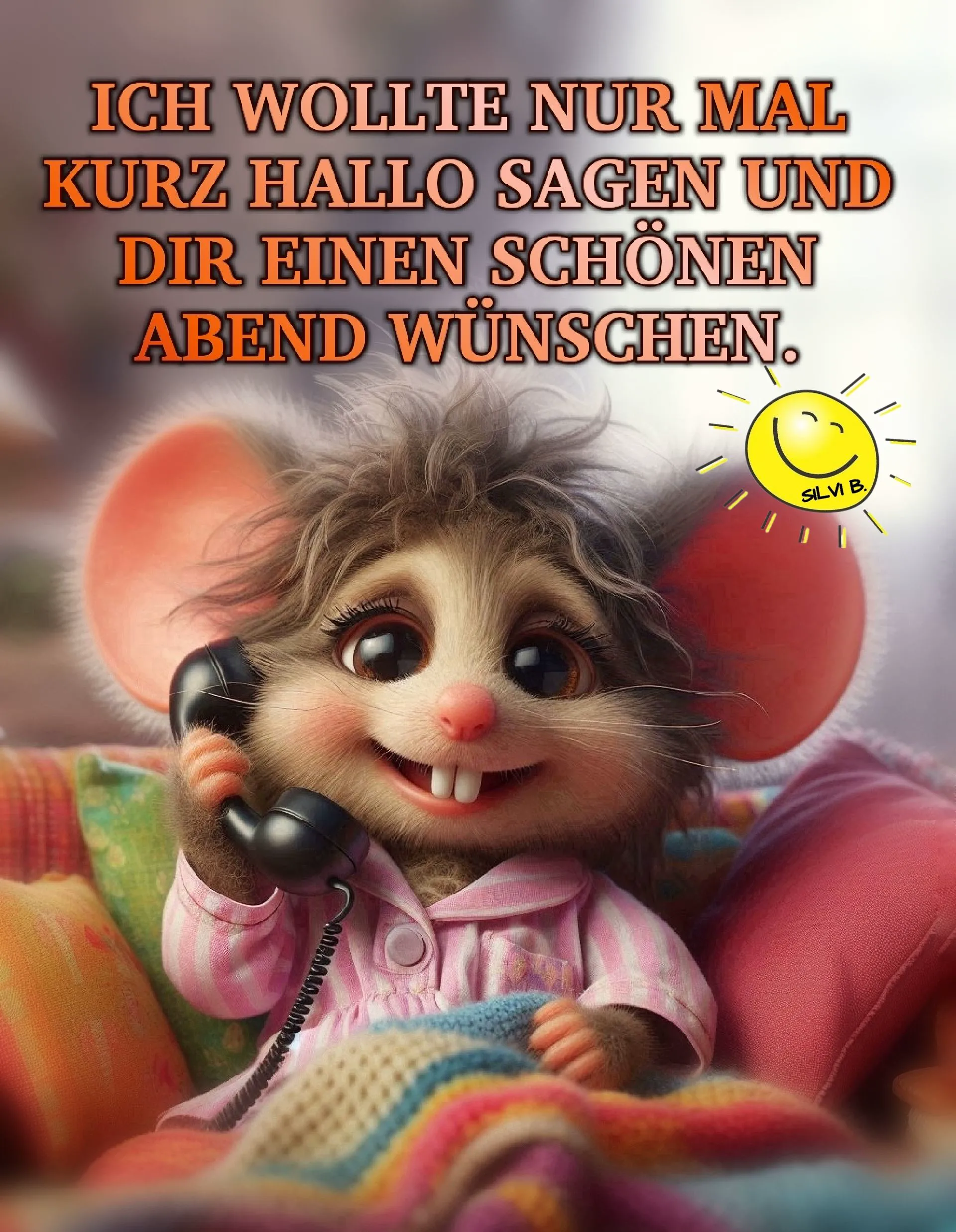 Ein süßes Mäuschen wünscht dir einen schönen Abend - Guten-Abend-Gruß