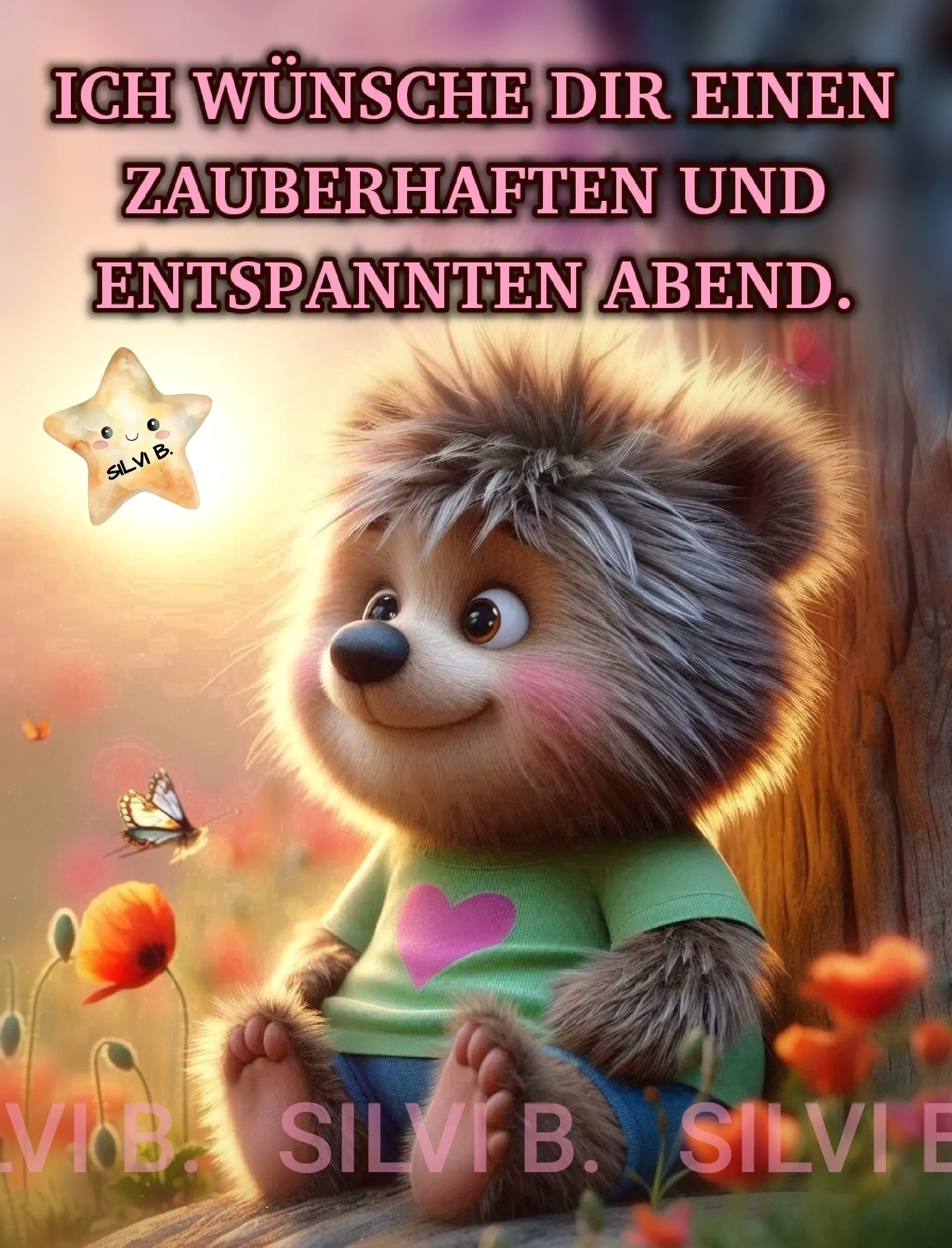 Guten Abend Wunsch - Zauberhafter Abend mit niedlichem Igel