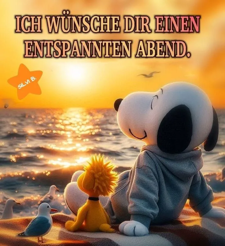 Entspannter Abend - Guten-Abend-Grußbild mit Snoopy