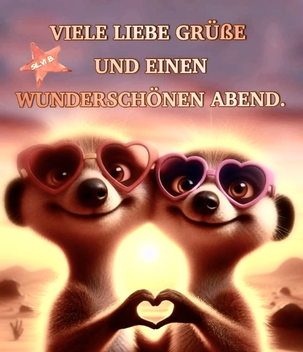 Wunderschönen Abend! Sende liebe Grüße mit diesem süßen Guten-Abend-Grußbild.