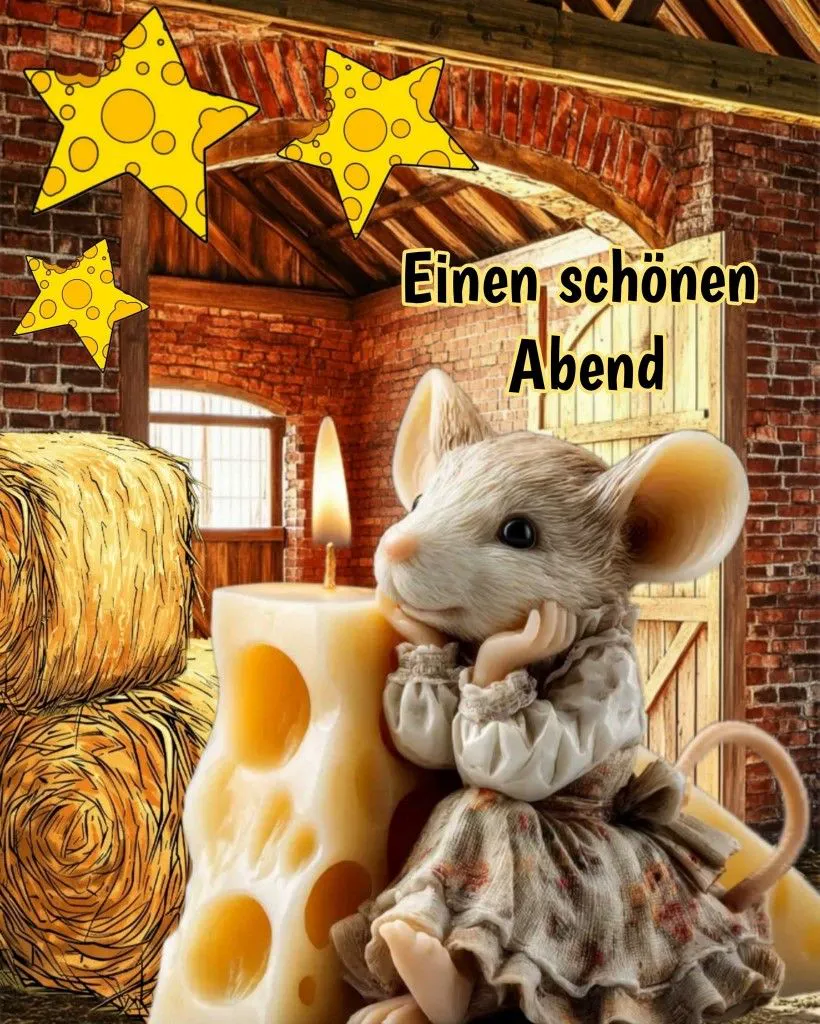 Einen schönen Abend - Guten Abend Grußbild mit niedlichem Mäusen