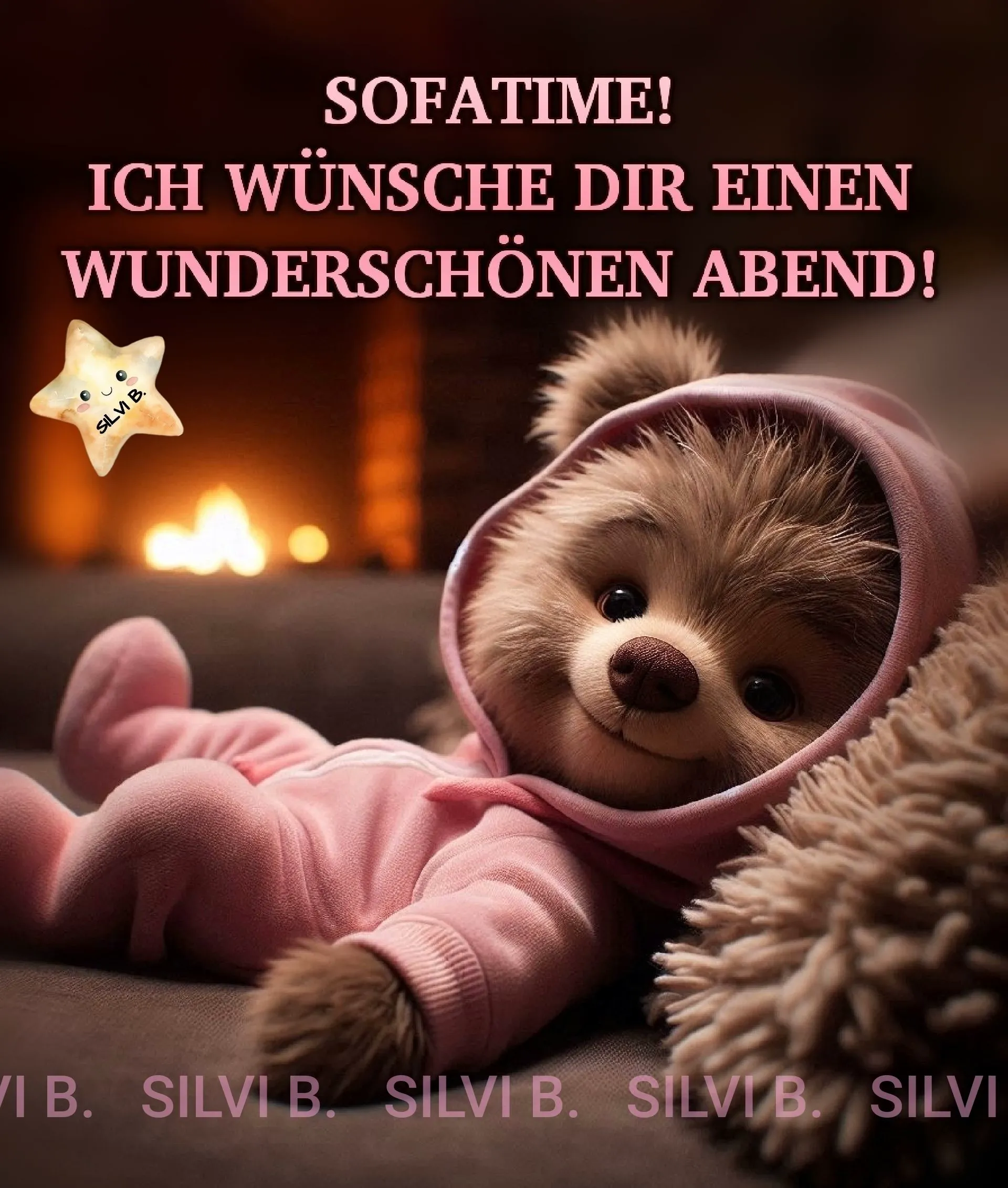 Wunderschönen Abend wünschen - Sofatime mit einem süßen Teddy