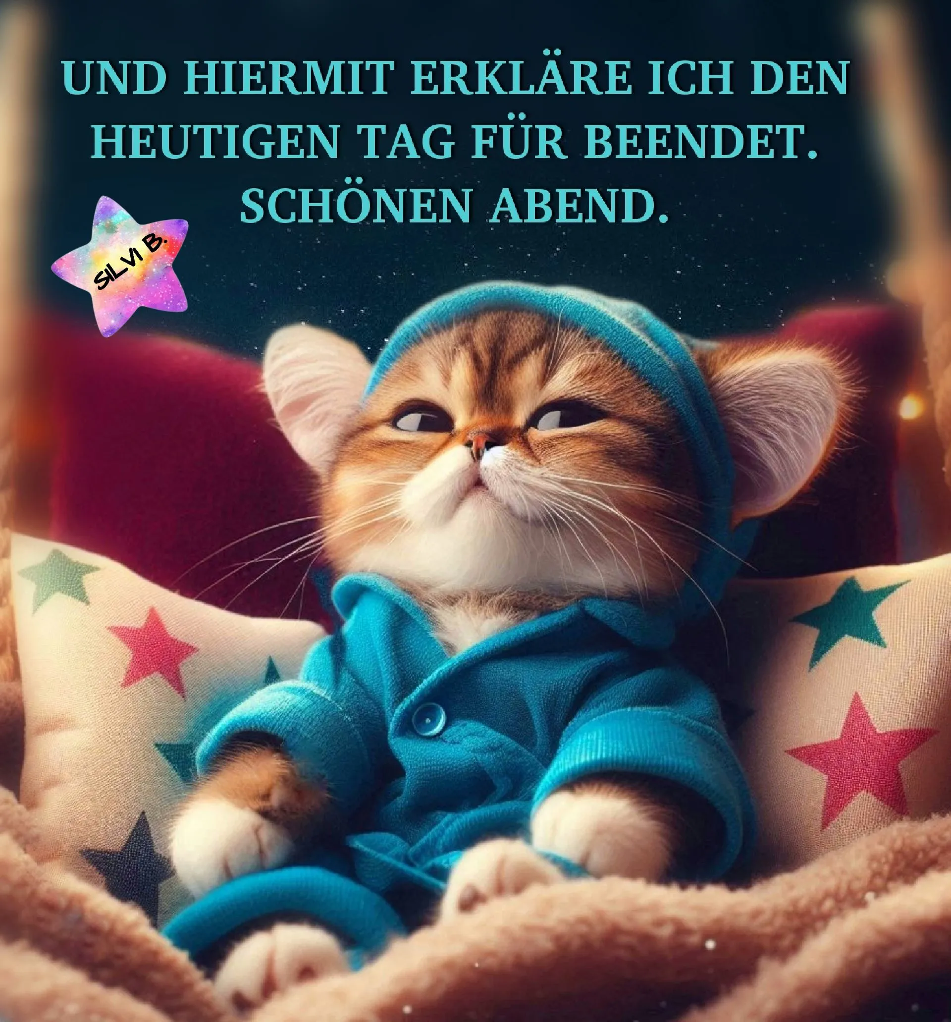 Schönen Abend: Der Tag ist beendet! Kostenloses Guten-Abend-Grußbild für dich.