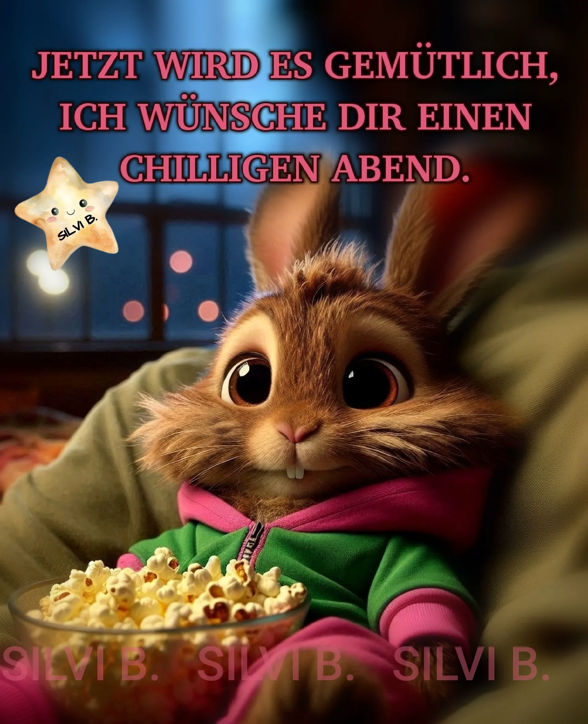 Chilliger Abend - Guten Abend Gruß mit süßem Hasen