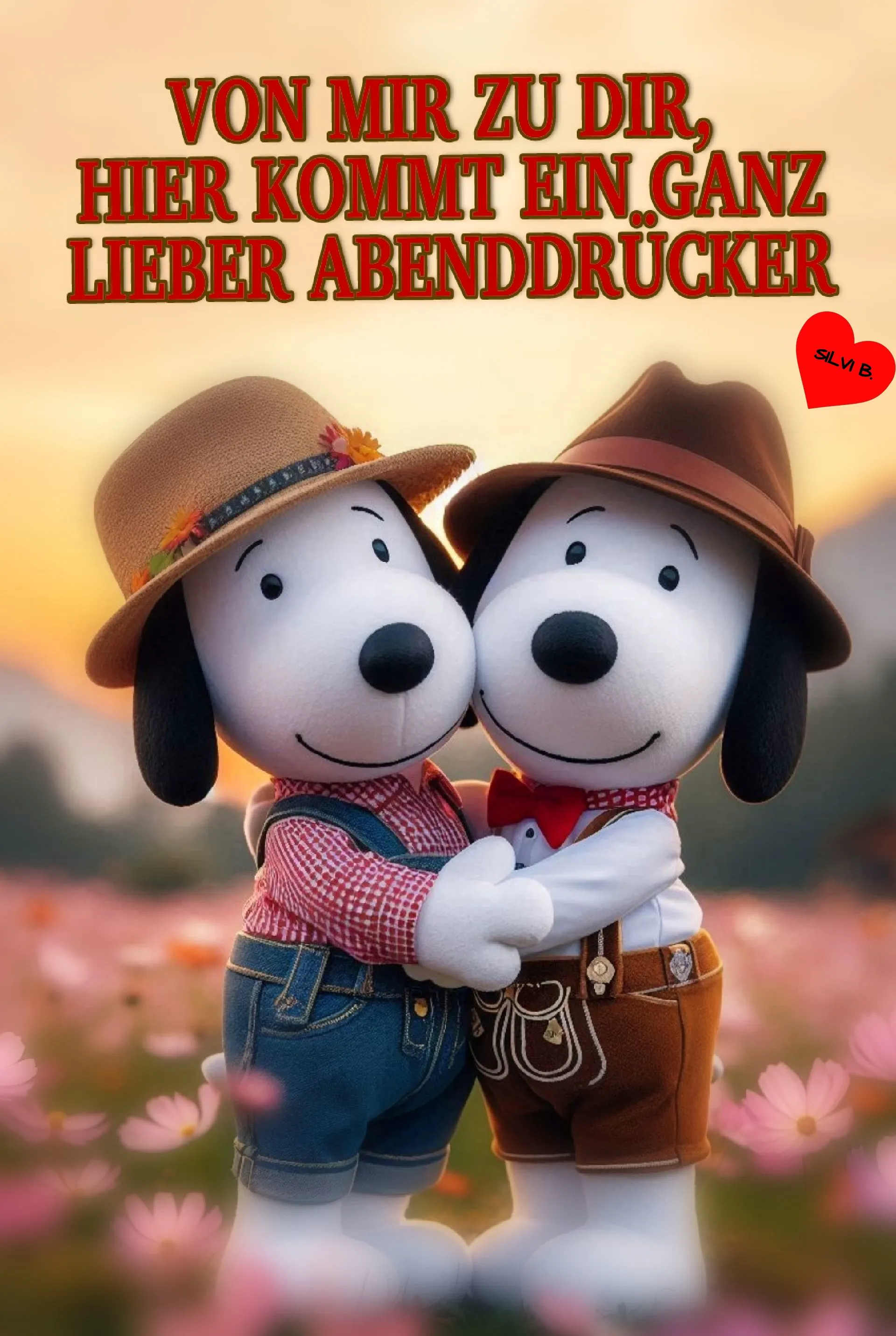 Lieber Abenddrücker - Guten-Abend-Grußbild mit süßen Hunden