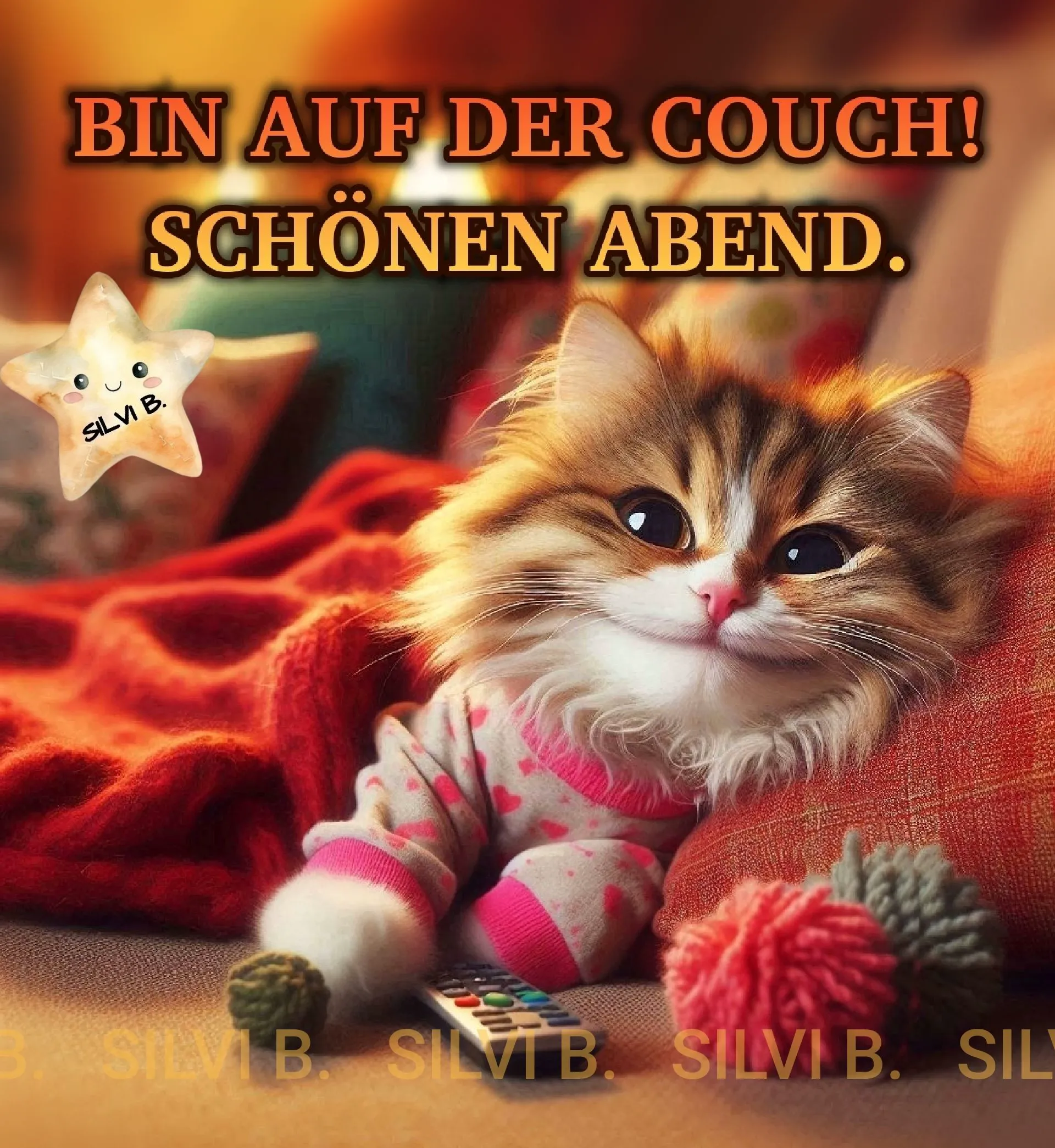 Couch-Abend mit Katzen - Schönen Abend Gruß