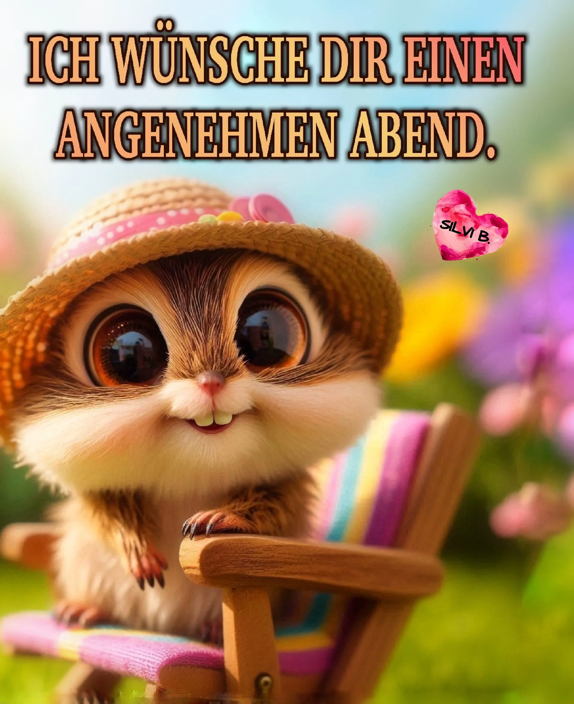 Ein süßes Eichhörnchen wünscht dir einen angenehmen Abend