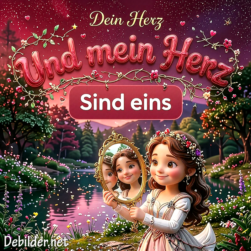 Dein Herz und mein Herz sind eins – Romantisches Bild für WhatsApp