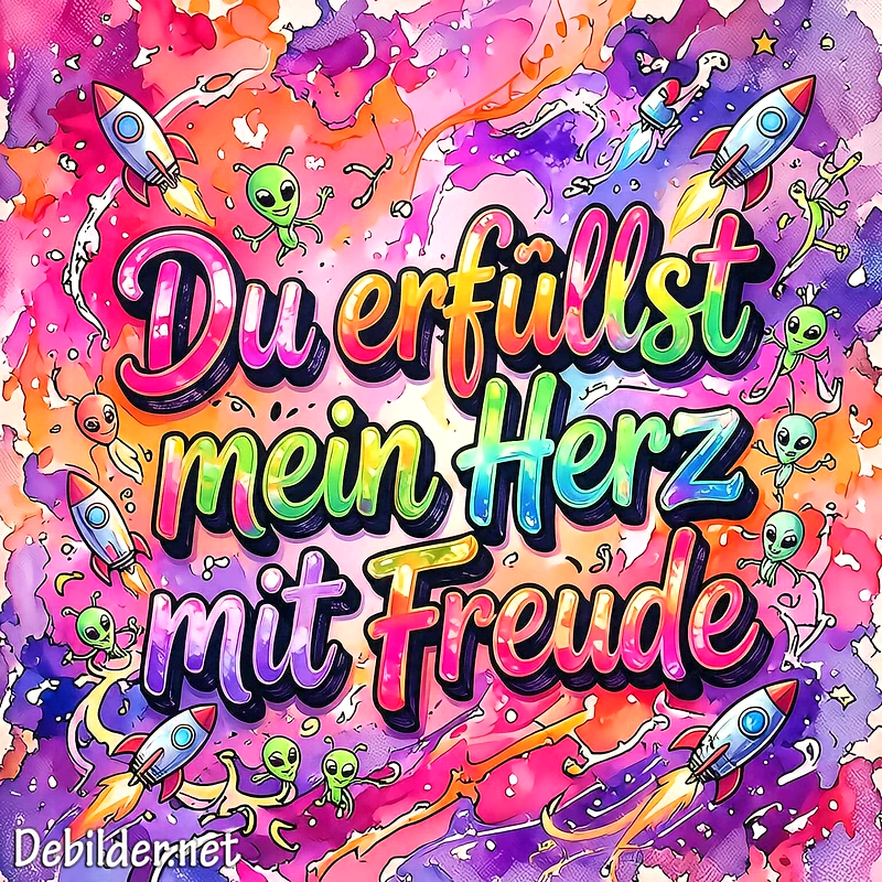 Du erfüllst mein Herz mit Freude – Bunte Weltraum-Liebesgrüße für WhatsApp