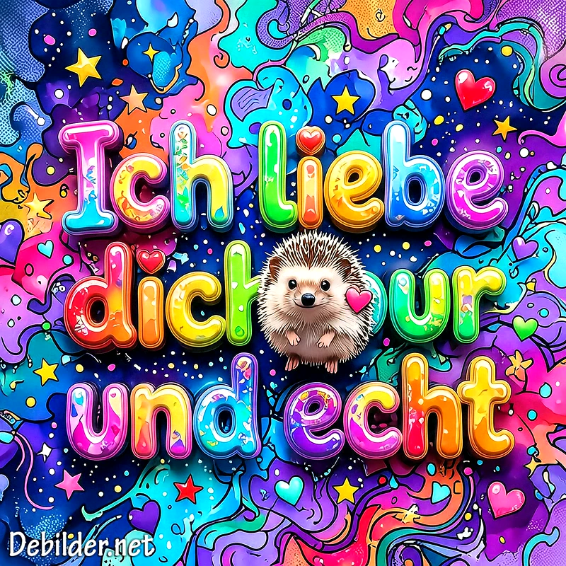 Farbenfrohe Liebessprüche: Ich liebe dich pur und echt für WhatsApp