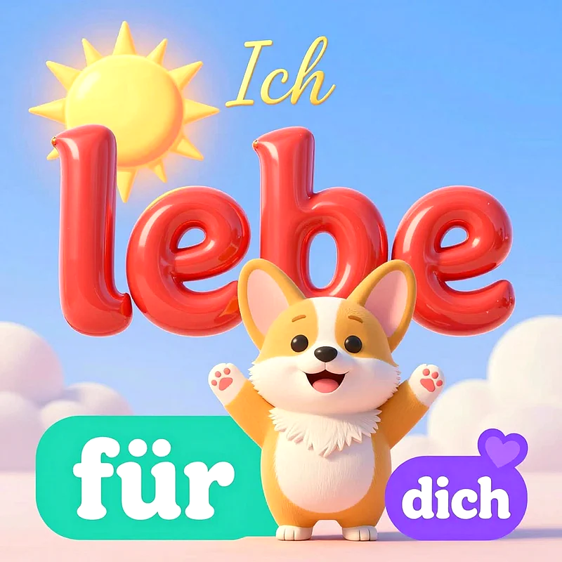 Süße Liebesgrüße mit einem kleinen Corgi zum Teilen für Facebook