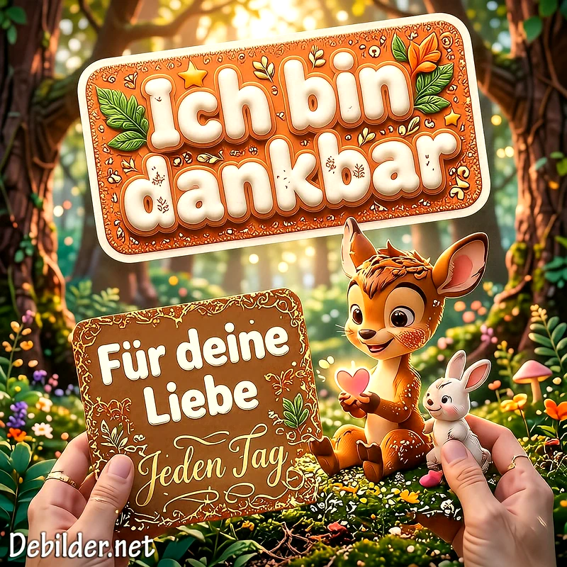 Süße Liebessprüche als Gruß: Ich bin dankbar für dich für WhatsApp