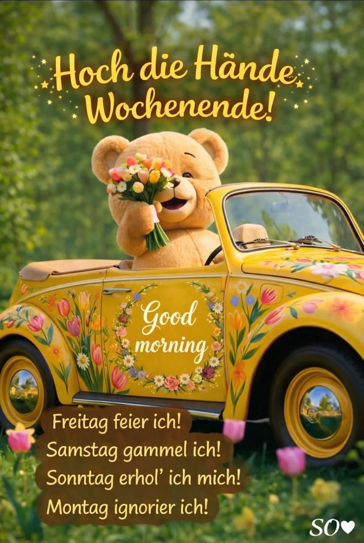 Ein fröhliches Wochenende mit einem süßen Bären