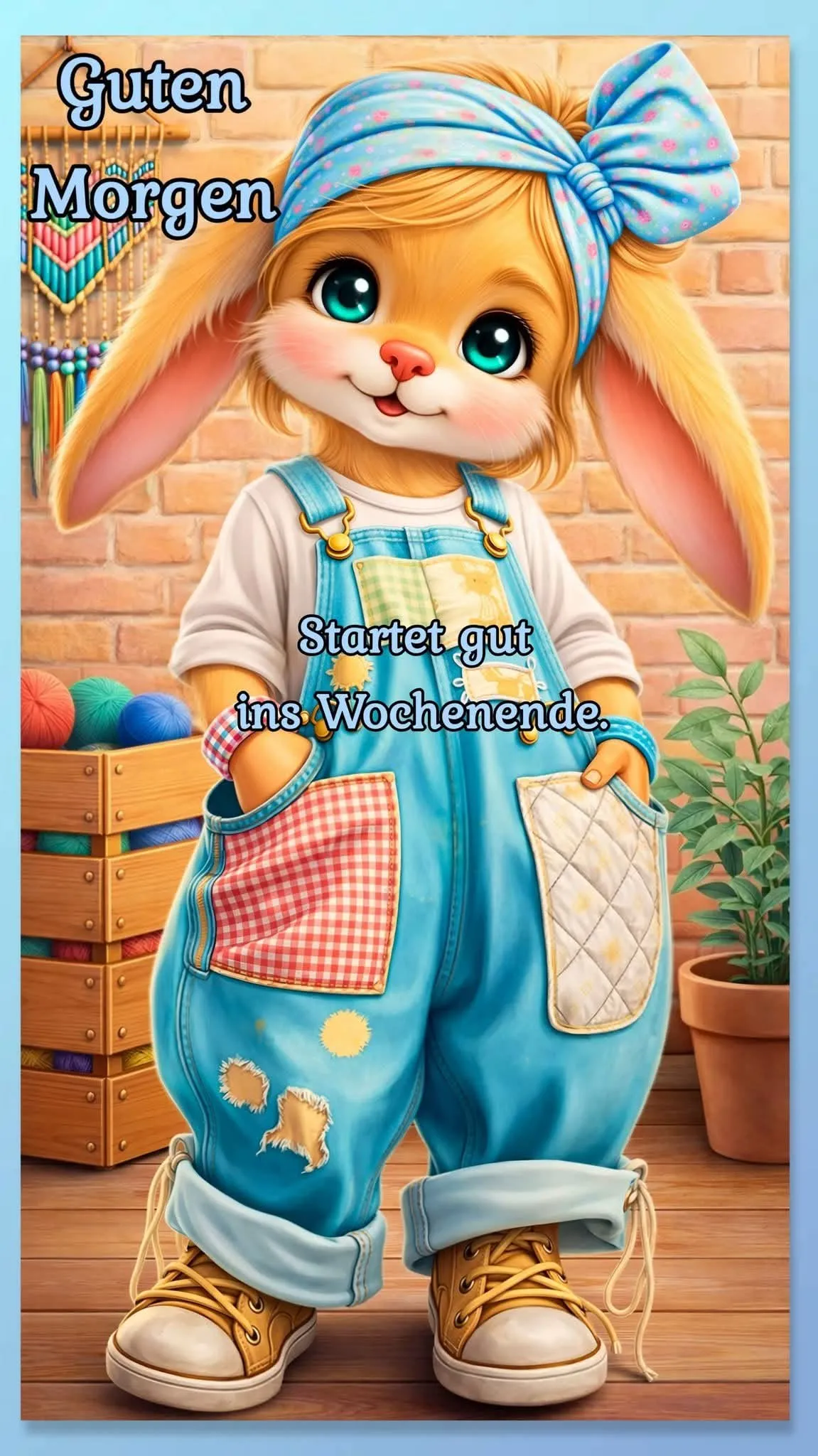 Ein süßer Hase wünscht dir ein schönes Wochenende