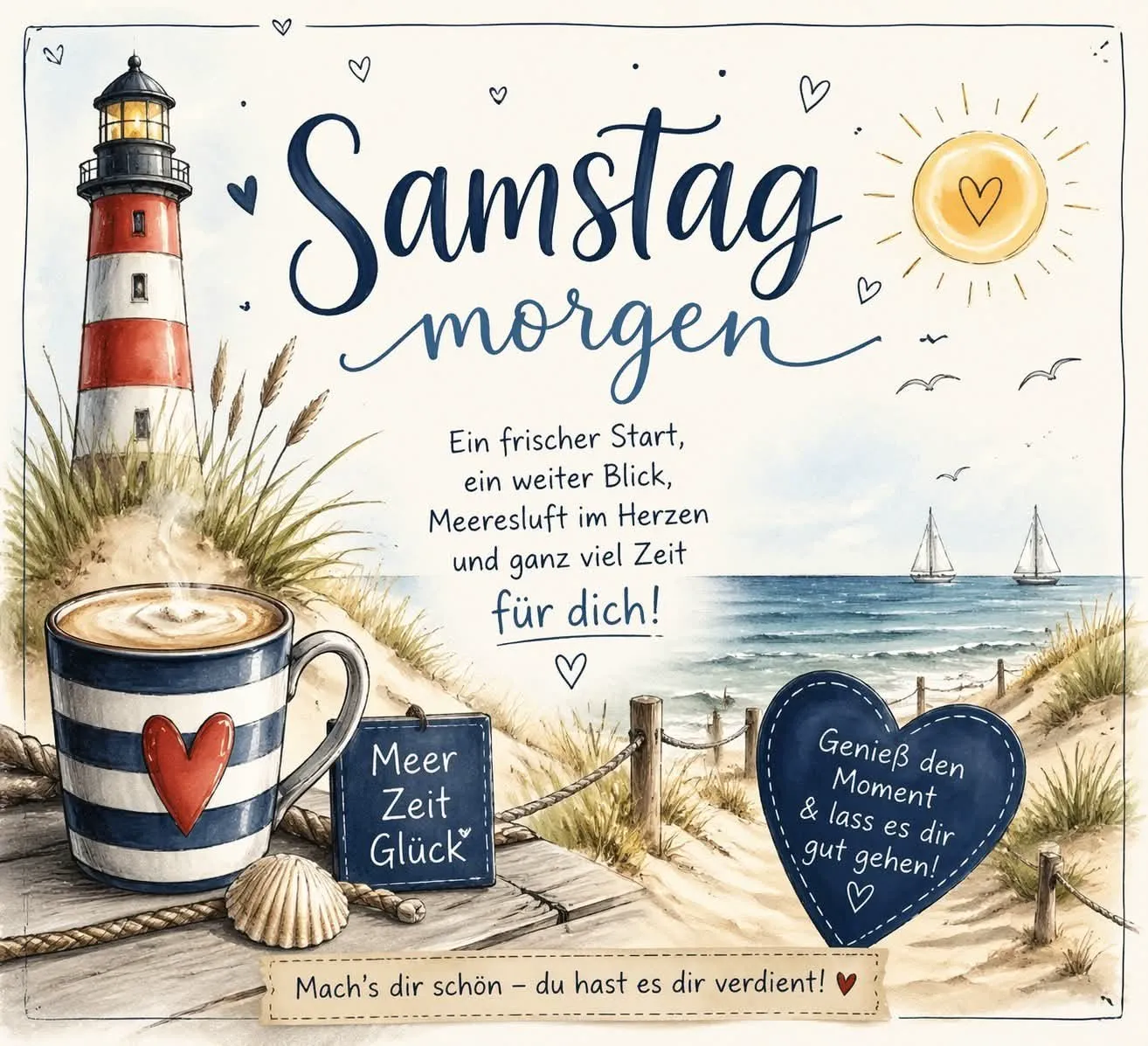 Schönen Samstagmorgen! Ein frischer Start am Meer