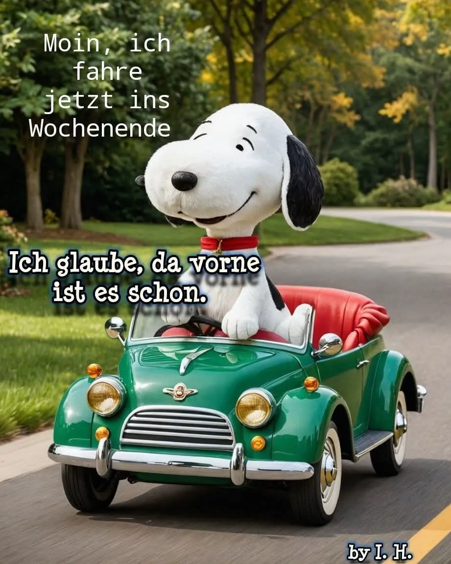 Snoopy im Cabrio: Einladung ins Wochenende