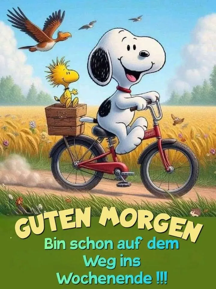 Start ins Wochenende: Snoopy und Woodstock bringen die Freude.