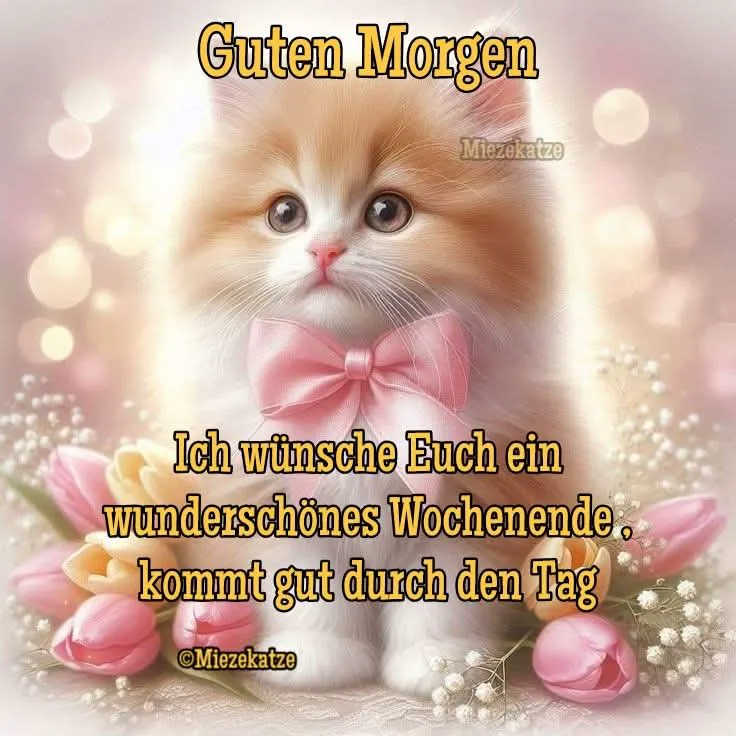 Süße Guten-Morgen-Grüße: Ein wunderschönes Wochenende mit diesem Kätzchen!