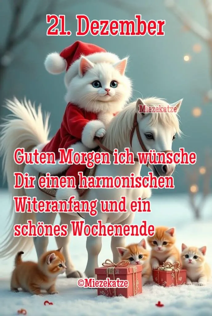 Süße Katzen wünschen dir einen flauschigen Winteranfang & schönes Wochenende