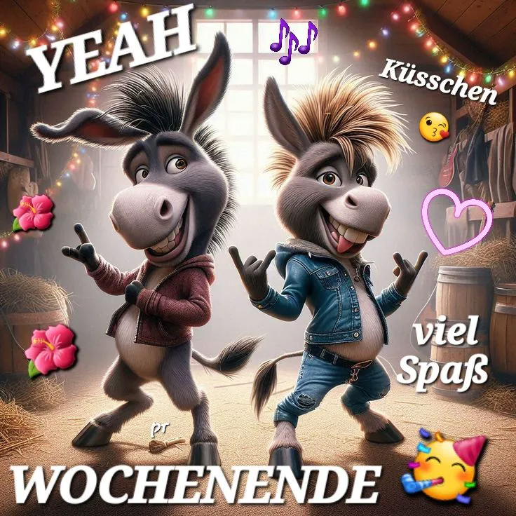 YEAH! Schönes Wochenende Bilder mit rockigen Eseln teilen