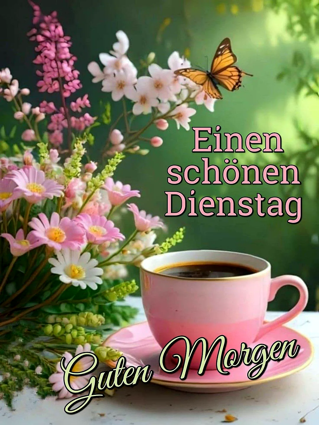 Dein sanfter Start in den Dienstag: Kaffee, Blumen & Fokus